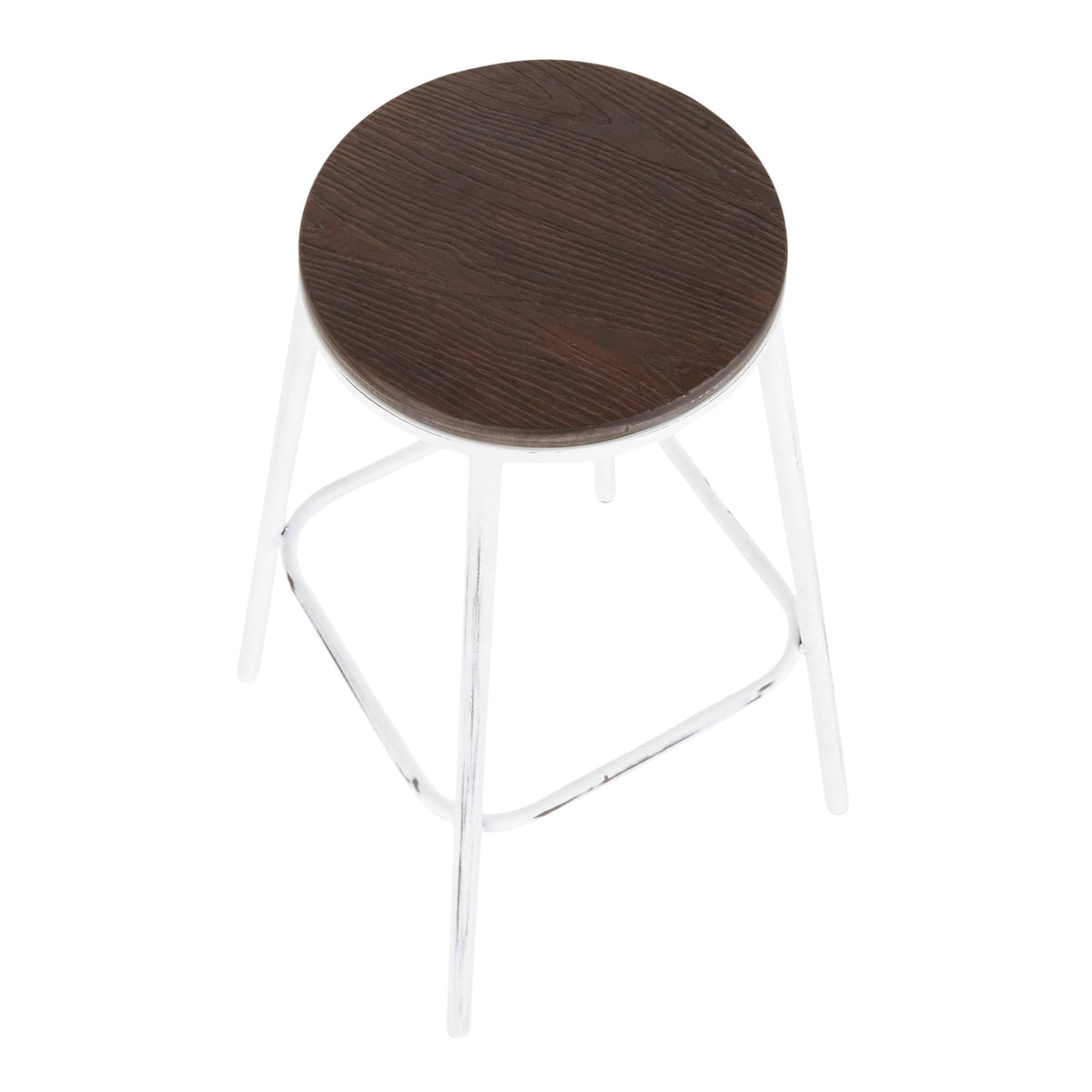 Industrial Round Bar Stool (Set of 2) Vintage White/Espresso D250410