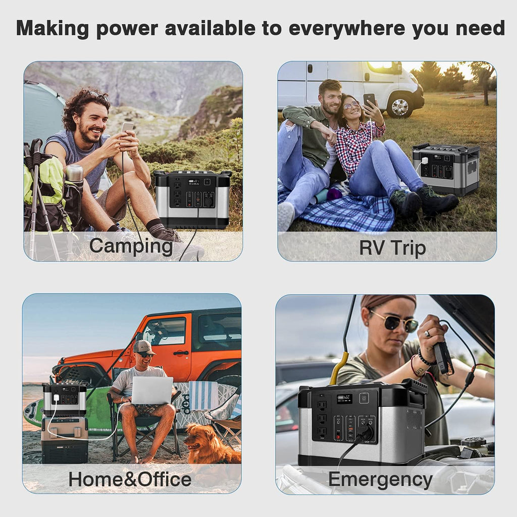 350000mAh 1000W 1120Wh Solar Power Generator with 3 AC Outlets, 3 USB Ports, LED Display N713633
