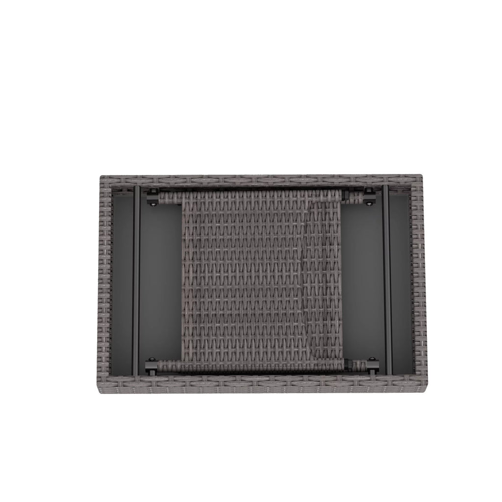 Gray All Weather PE Rattan Wicker Outdoor Folding Side Table Y609