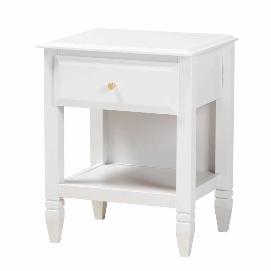White Wood Twin Size 3-Piece Bedroom Set S224