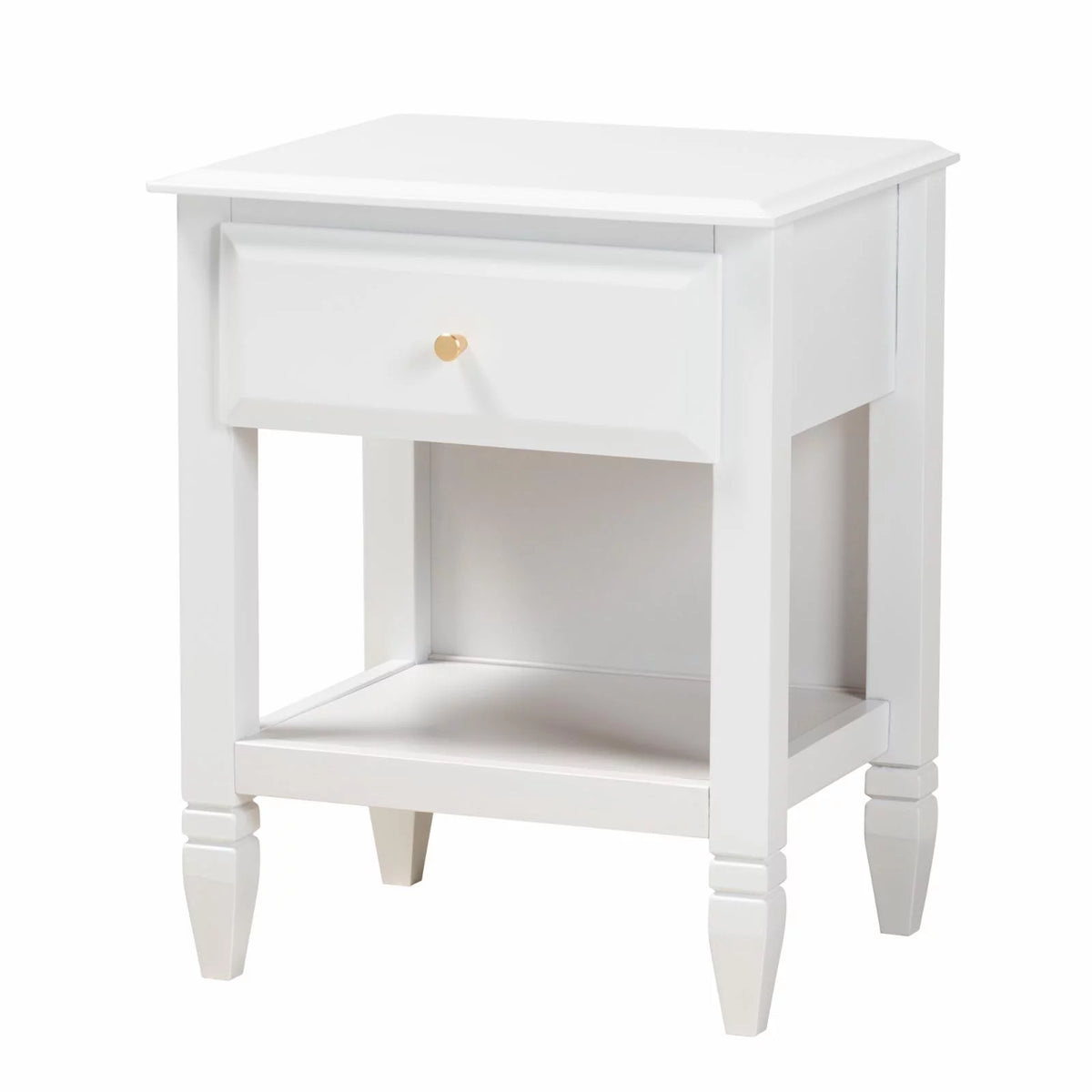 White Wood Twin Size 3-Piece Bedroom Set S224