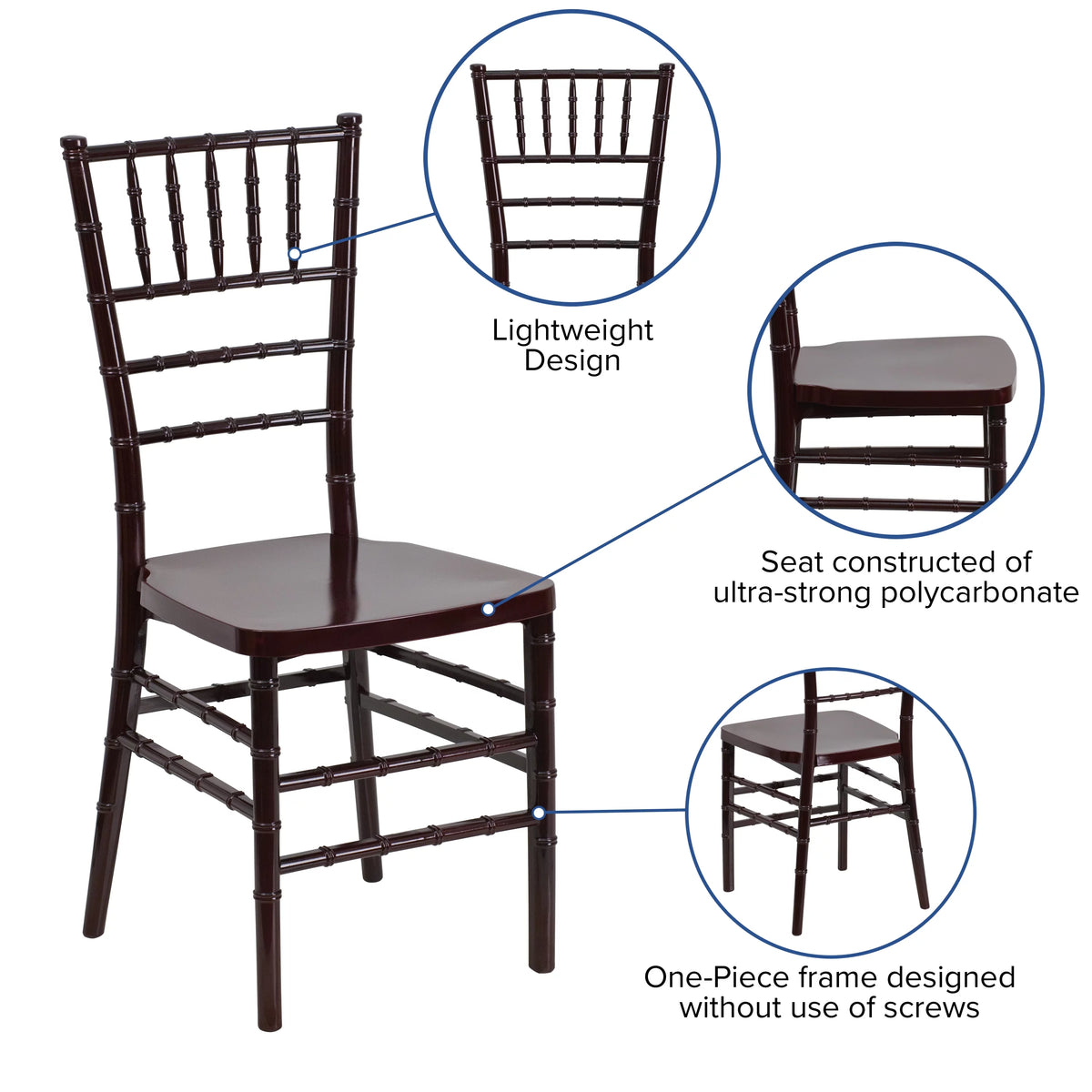 Mahogany Resin Stacking Chiavari Chair G204