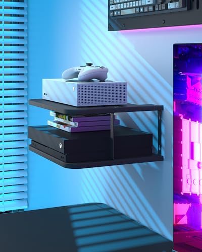 Black Projector Wall Shelf Double Shelf Stand U343573