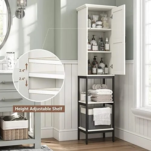 Linen Cabinet with Basket and 5 Shelves B6804