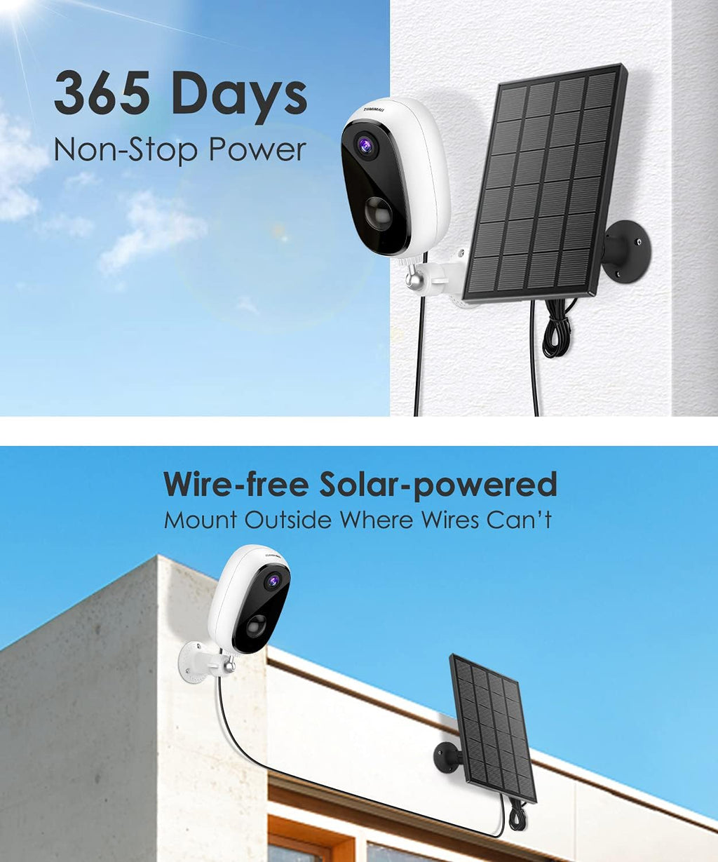 Solar Powered Outdoor Security Cameras Wireless, 1080P, Night Vision, 2-Way Talk, Motion Detection, Waterproof H7125