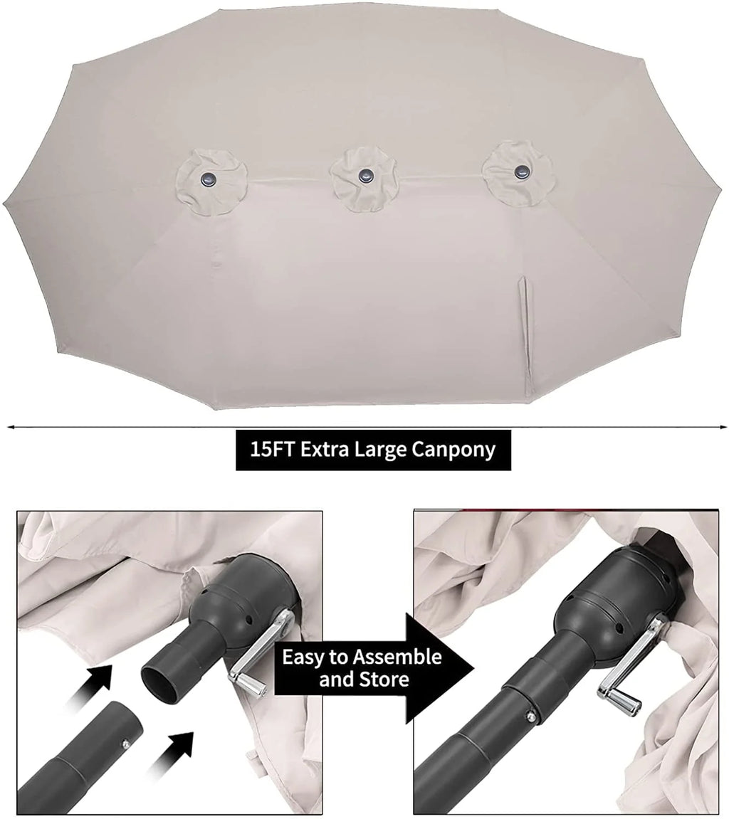 15 Ft Double Sided Patio Umbrella Z69707