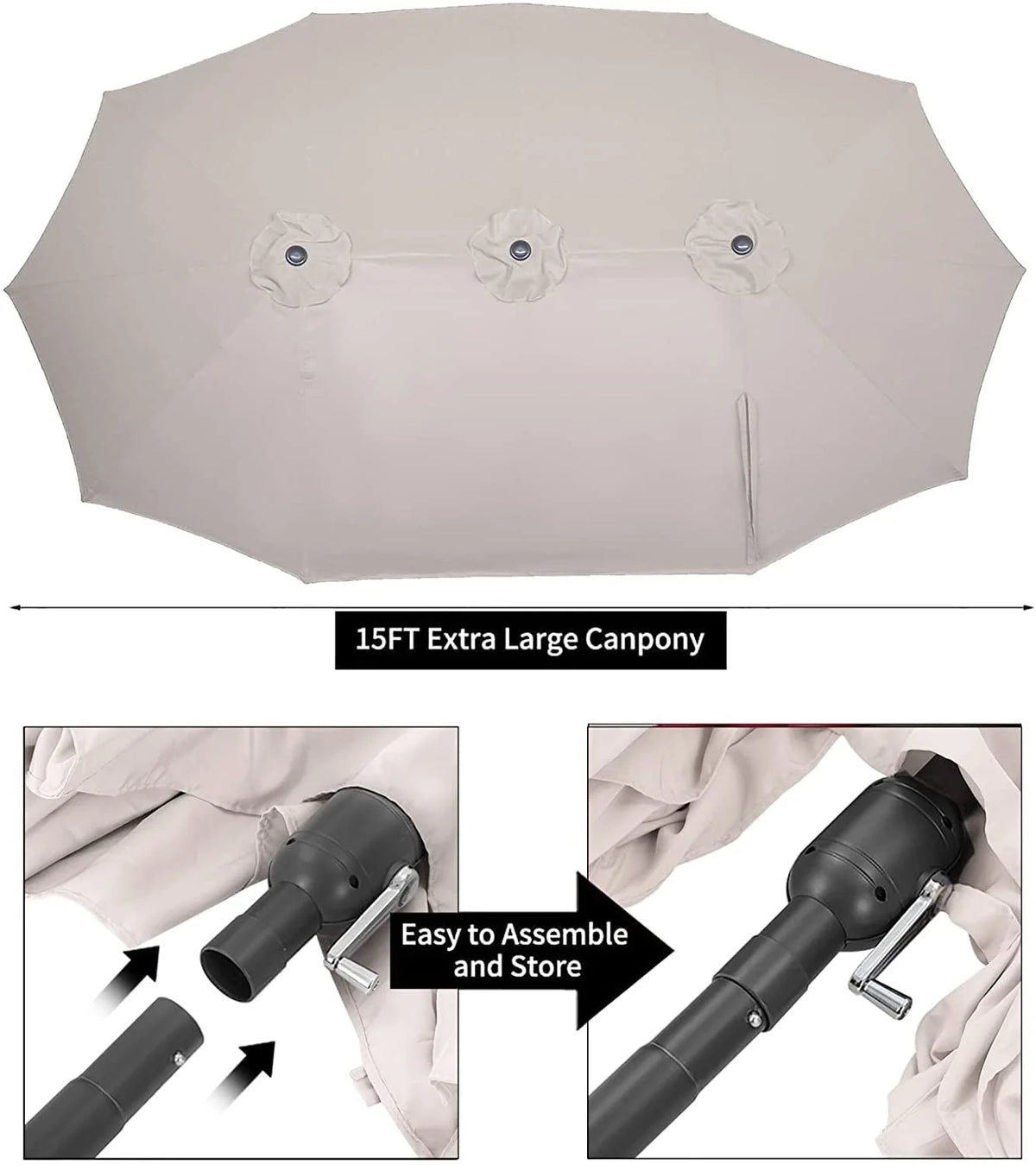 15 Ft Double Sided Patio Umbrella Z69707