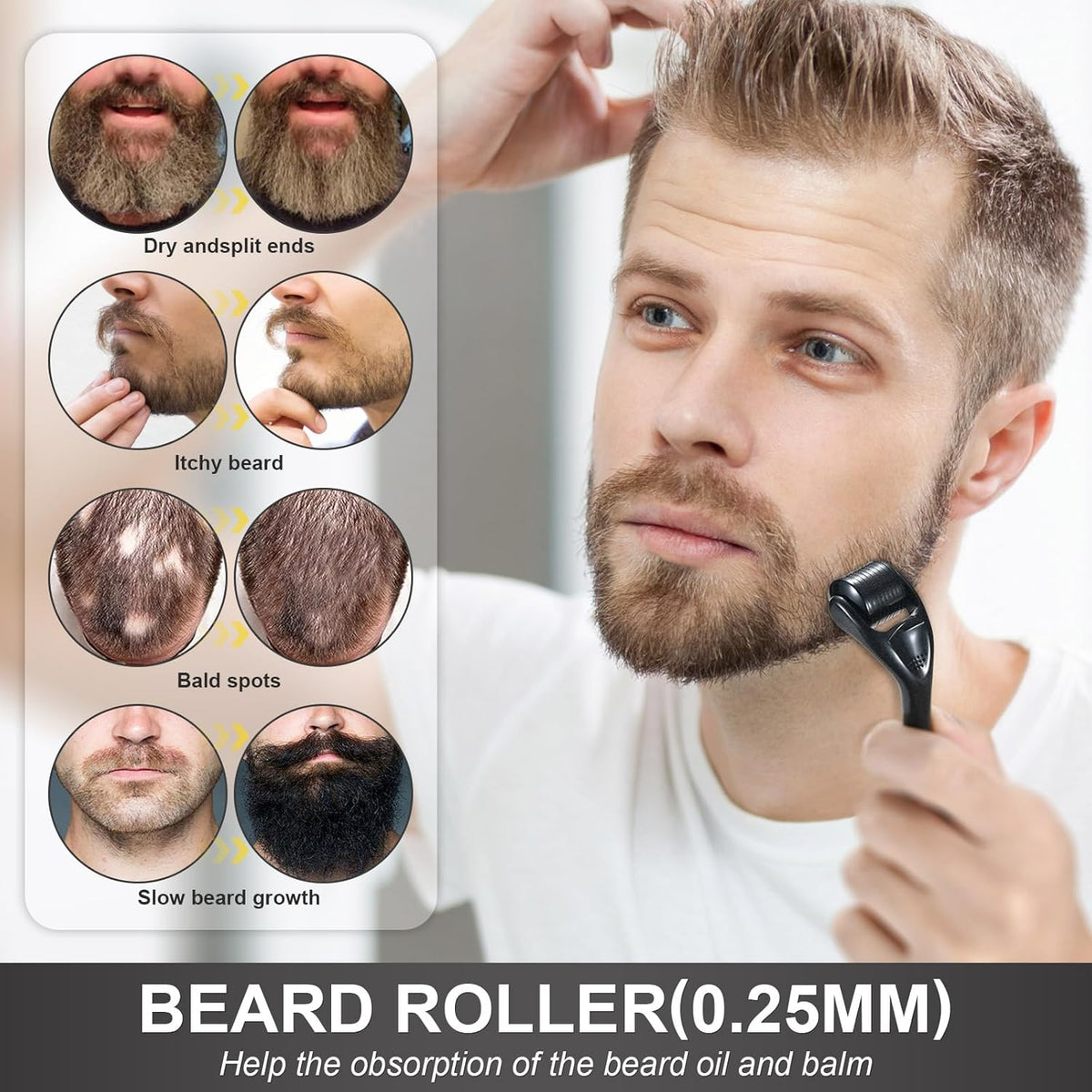 Beard Growth Kit with Beard Growth Oil (2 oz), Beard Balm and Comb A2266