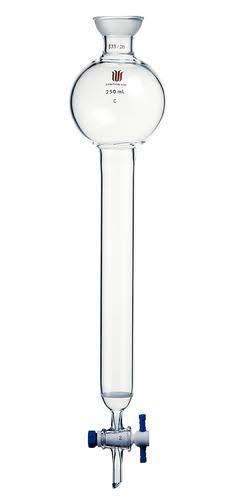 Chromatography Columns with Spherical Joint, Reservoir, Fritted Disc, and PTFE Stopcock M534
