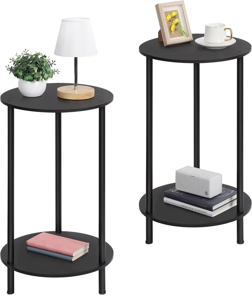 Set of 2 Small Round 2 Tiers Side Table W7096