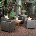 4 Pc Gray Club Chair Set with Wood Coffee Table S970647