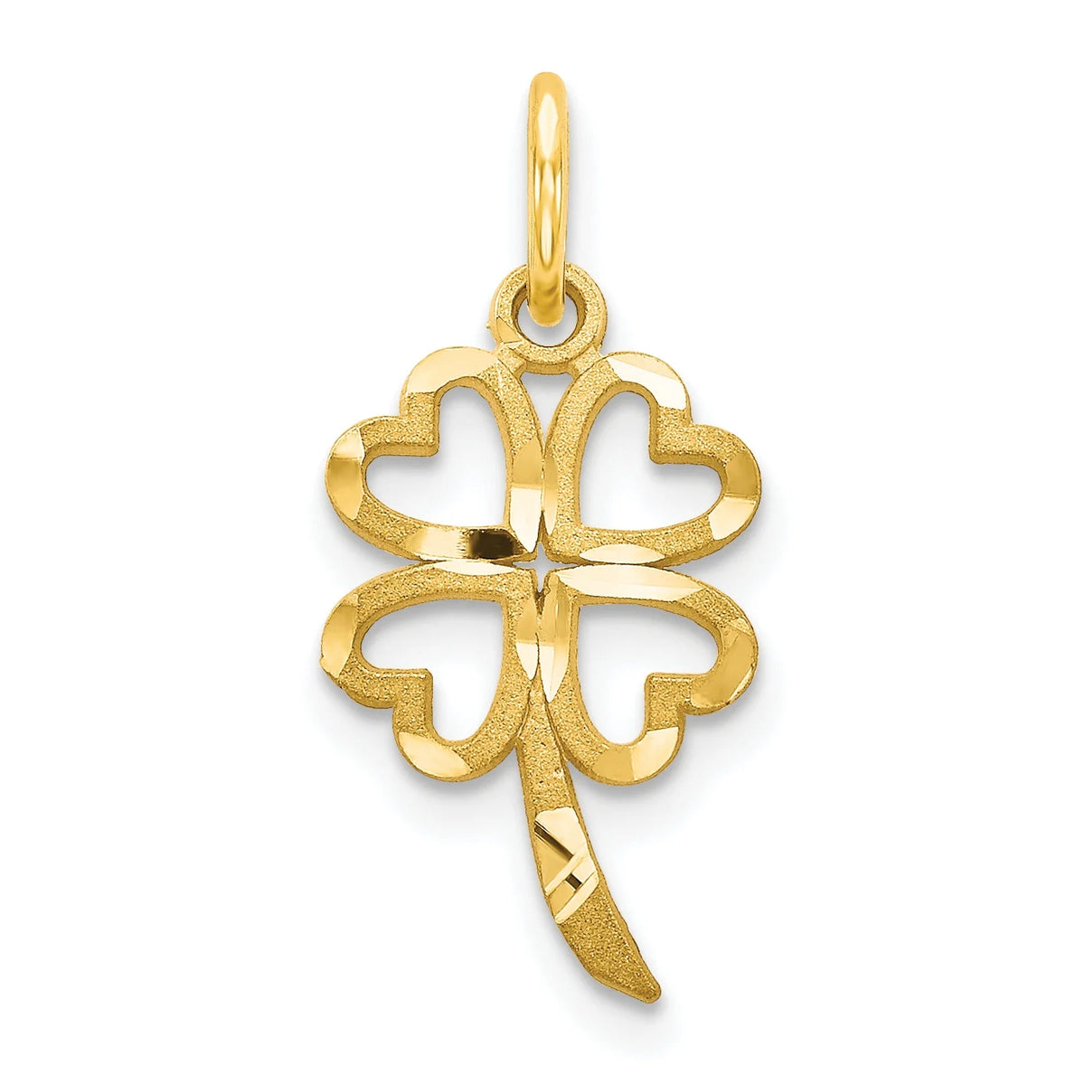 10K Yellow Gold Four Leaf Clover Pendant Charm with 14K Yellow Gold Rope Chain Necklace 16'' E43261