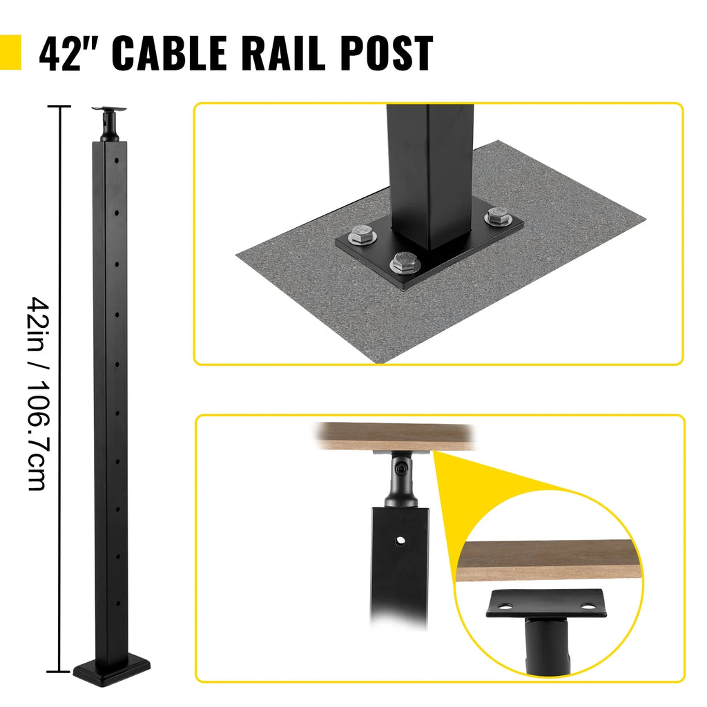 Black Cable Railing Post V31913