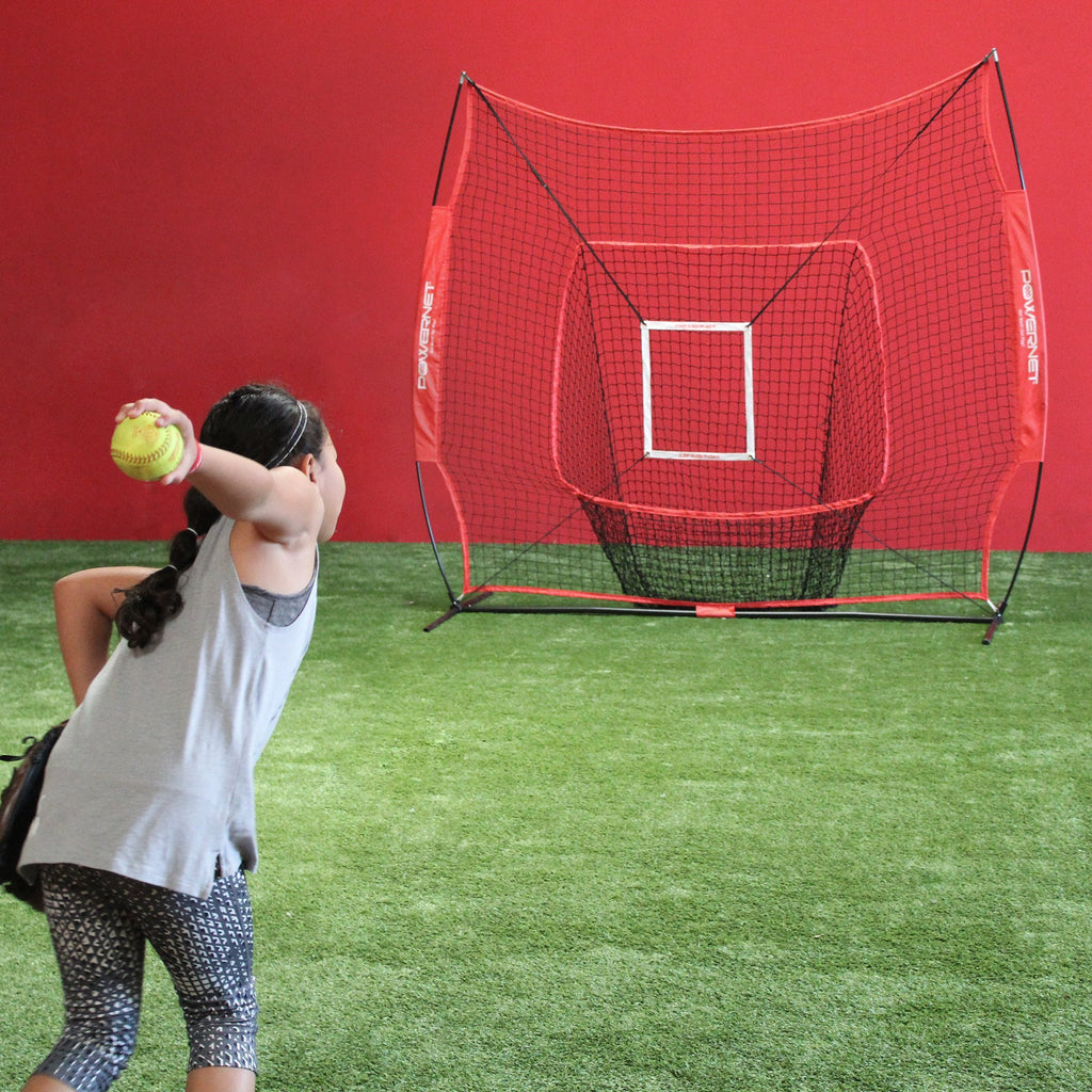 7x7 Baseball Softball Hitting Net with Weighted Heavy Ball and Carry Bag S14147