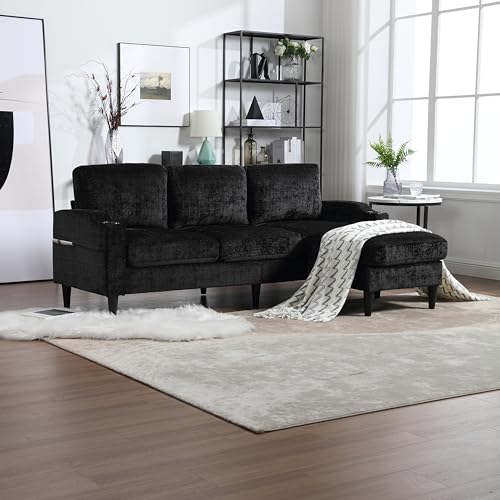 Beige Convertible L Shaped Sectional Sofa with Storage Ottoman F200