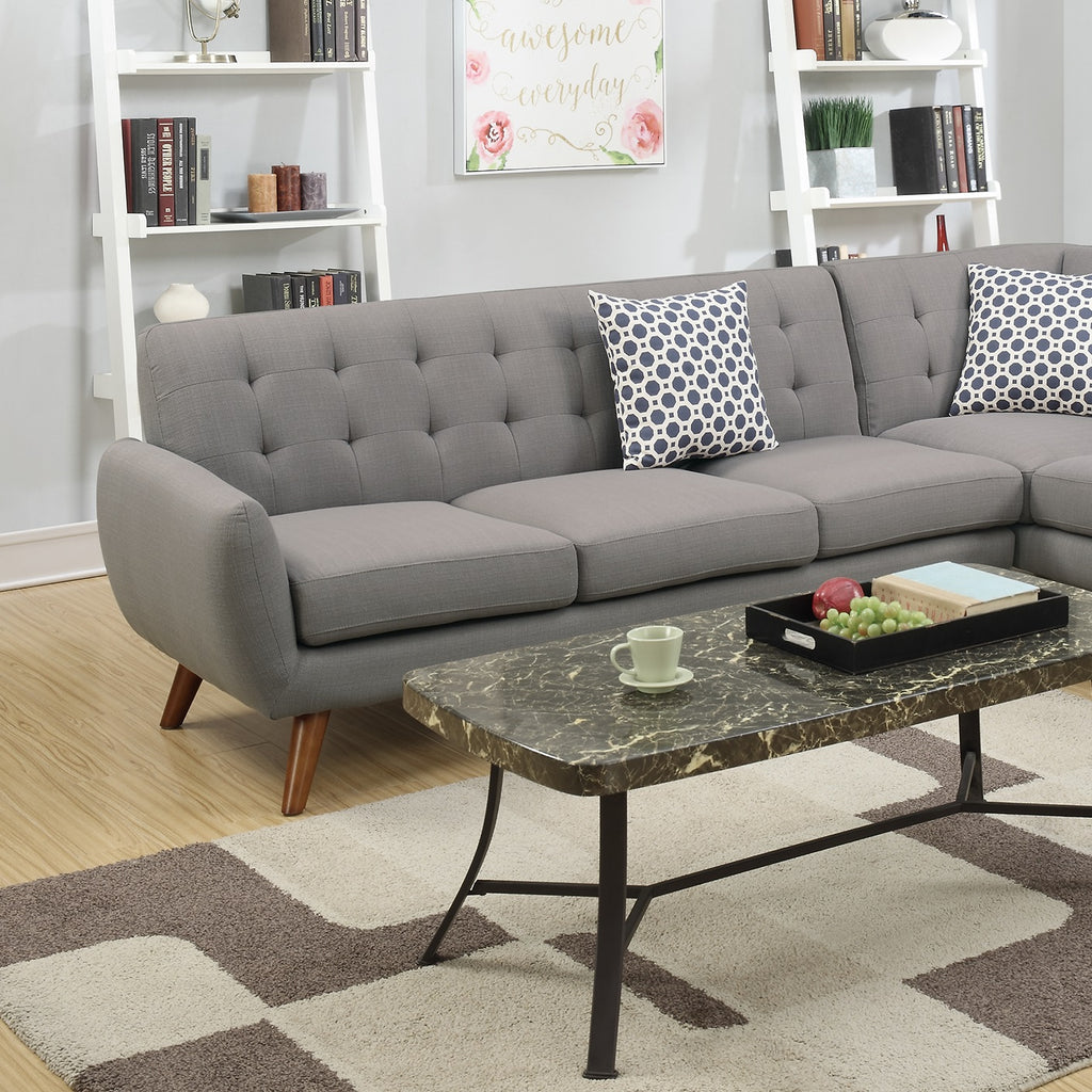 Grey Sectional Sofa Couch with Cushion Pillows P279