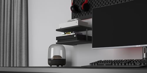 Black Projector Wall Shelf Double Shelf Stand U343573