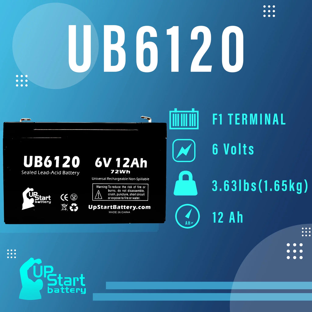 6V 12Ah Sealed Lead Acid Battery with F1 to F2 Terminal Adapters I5369