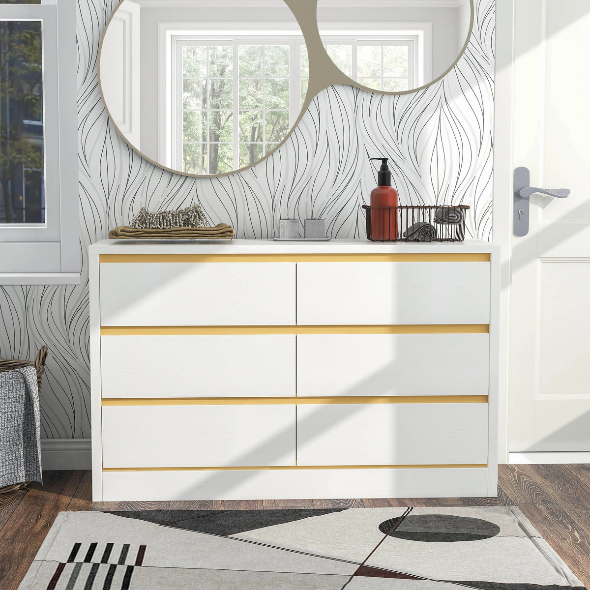 White 47-inch Wide 6-Drawer Double Dresser X596257