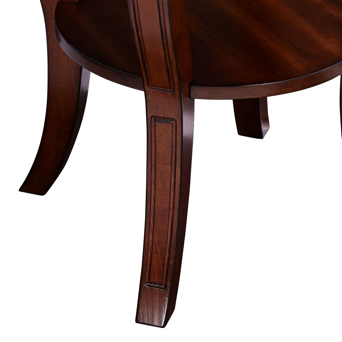 Vintage Cherry Wood Round Side Table with Lower Shelf N62122