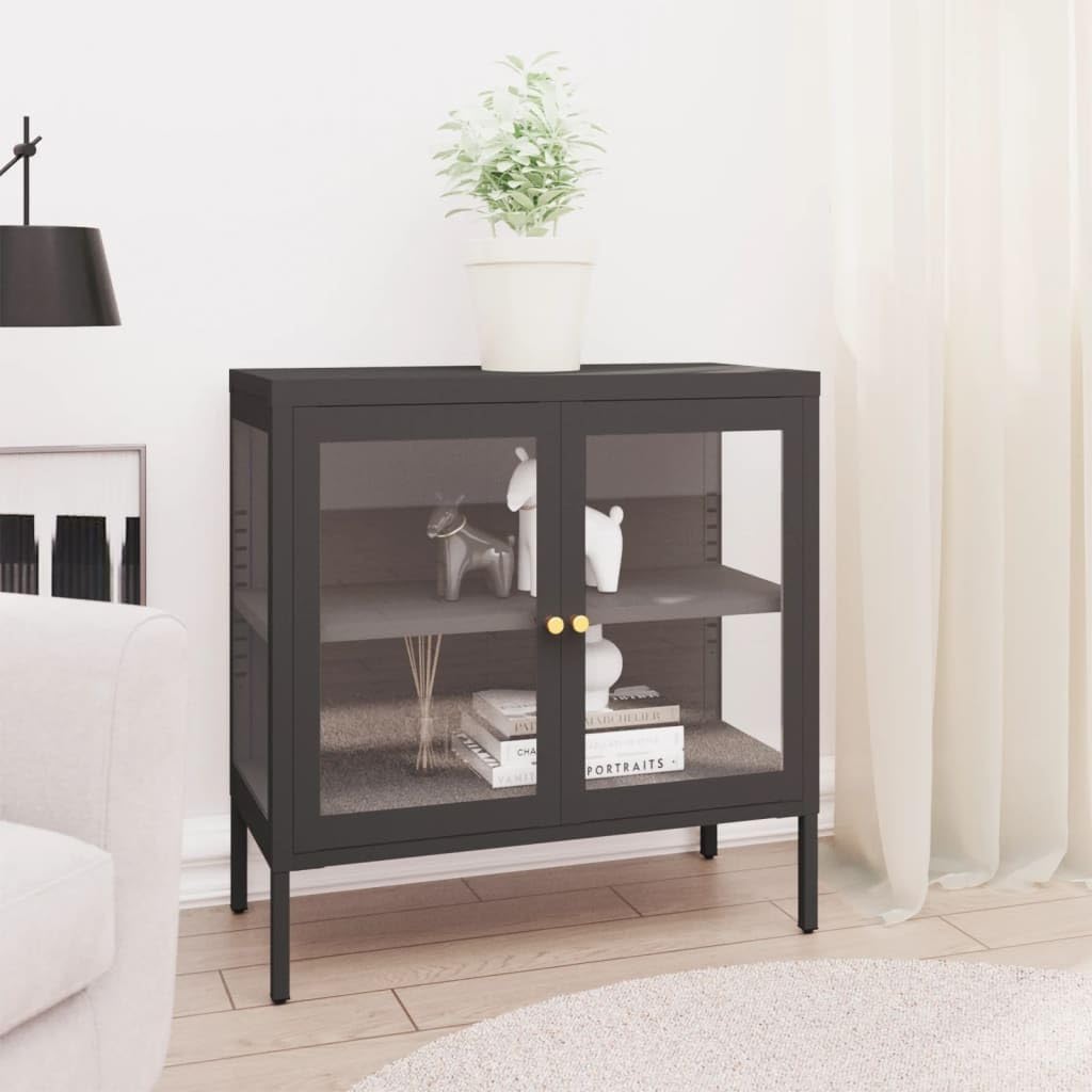 Anthracite Steel and Glass Sideboard C9655