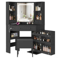 Black Makeup Desk with Lighted Mirror and Charging Station V393582
