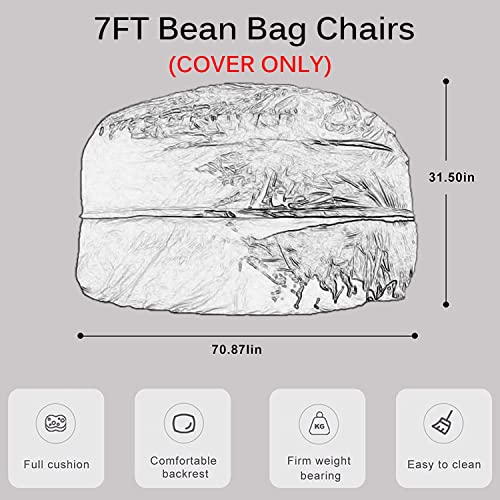 7ft Soft Fluffy Gigantic Fur Bean Bag Chair Cover A995