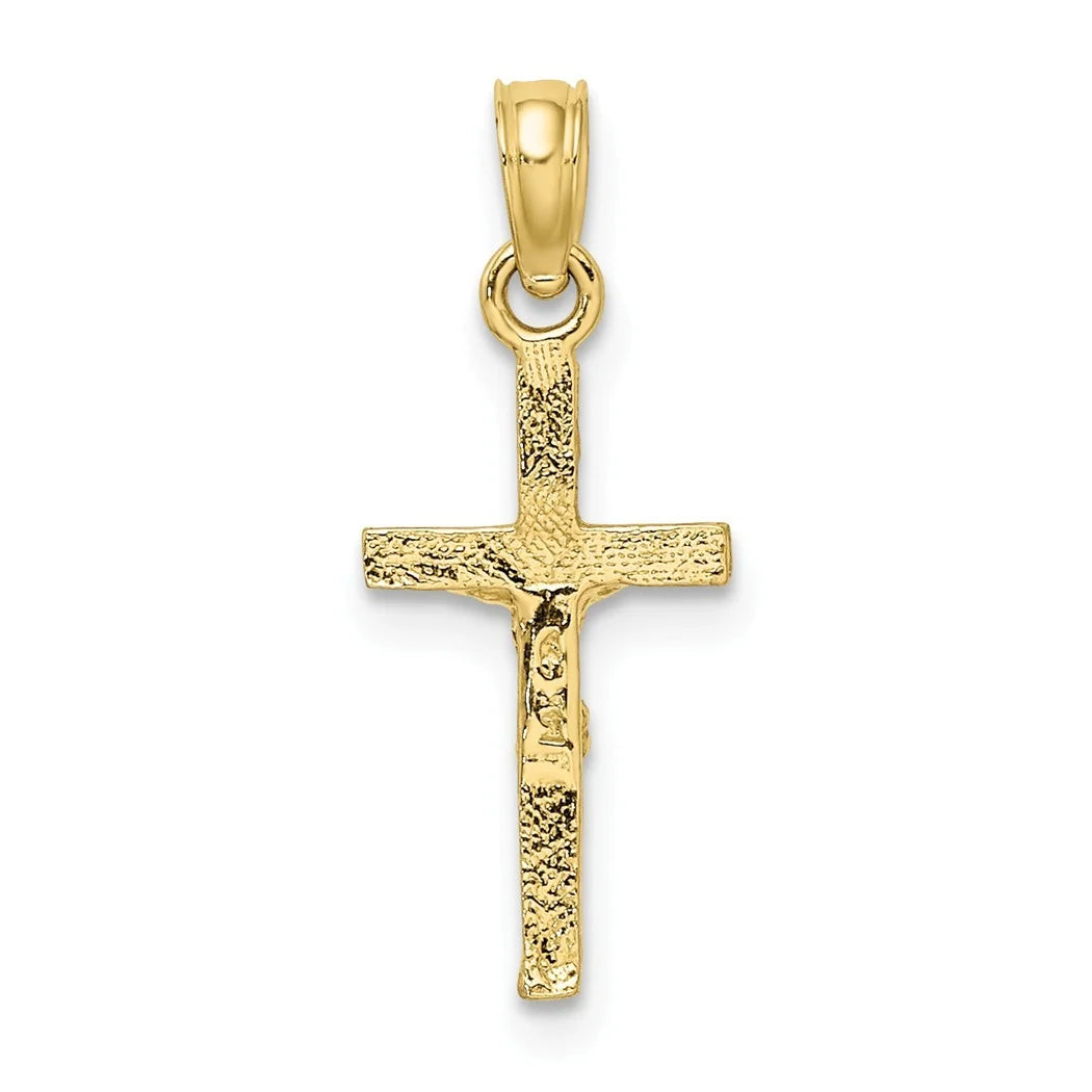 10k Gold Mini Crucifix Pendant Necklace O363