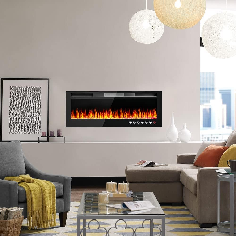 Electric Fireplace Heater with Remote Control, 750/1500W X7418