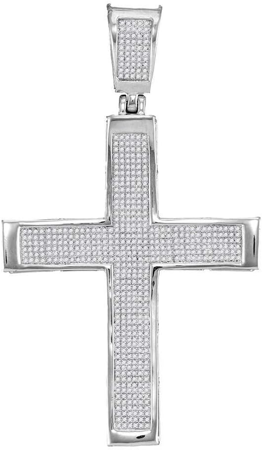 10k White Gold Diamond Cross Charm Pendant B560