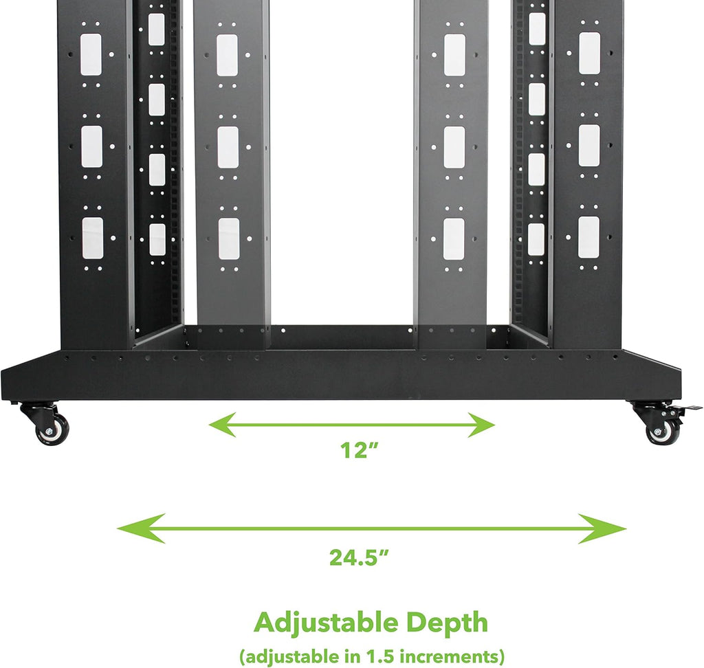 42U 4-Post Open Frame Server Network Rack with Casters Black F5448