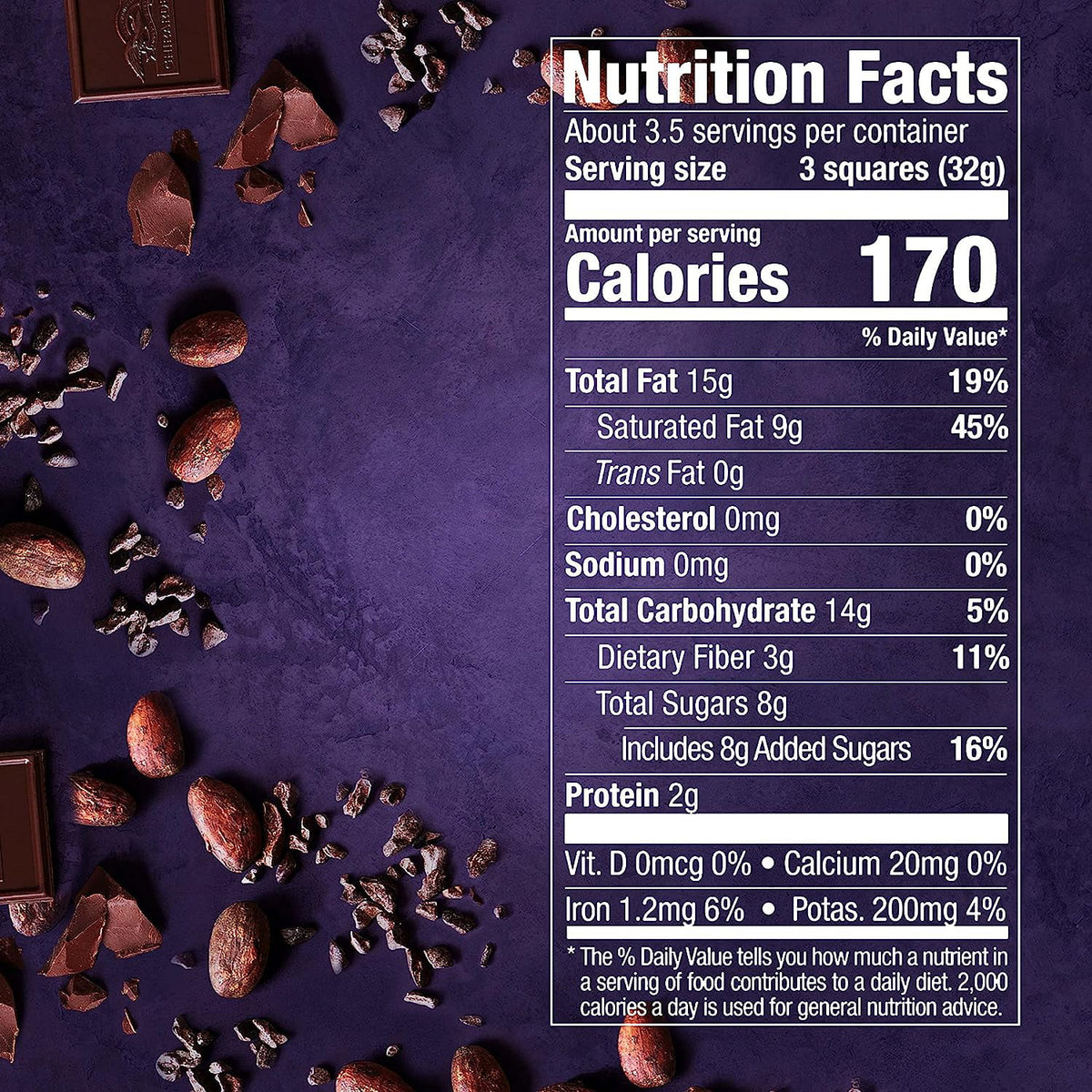 72% Cacao Dark Chocolate Squares (Pack Of 3) G350
