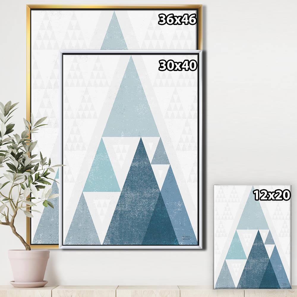 Minimal Triangles III Blue Framed Canvas I945008