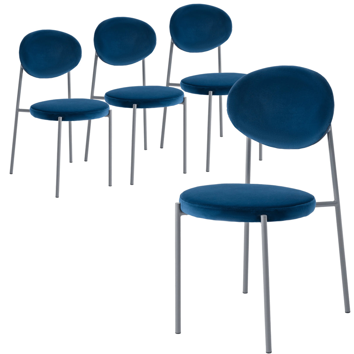 Navy Blue Velvet Dining Chair Set of 4 Y820