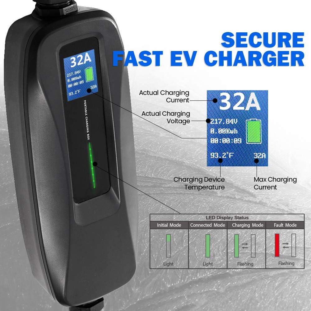 Level 2 32 Amp Portable EV Charger with 25ft Cable V3299