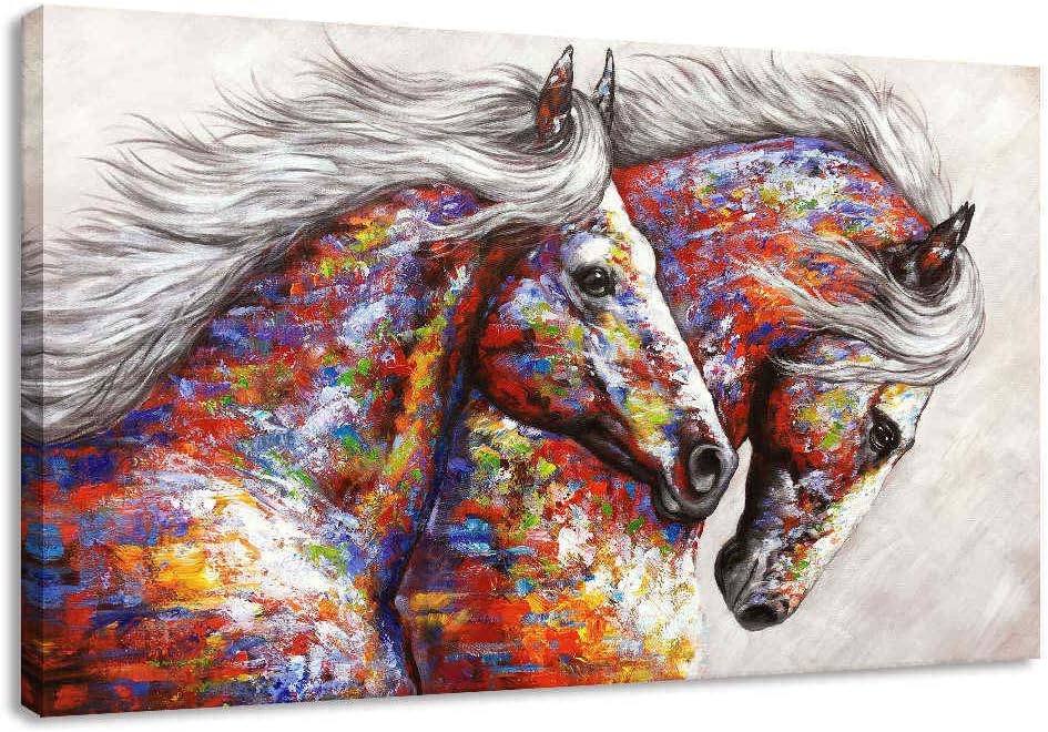 16x24in Framed Canvas Wall Art of Two Running Horses J25376