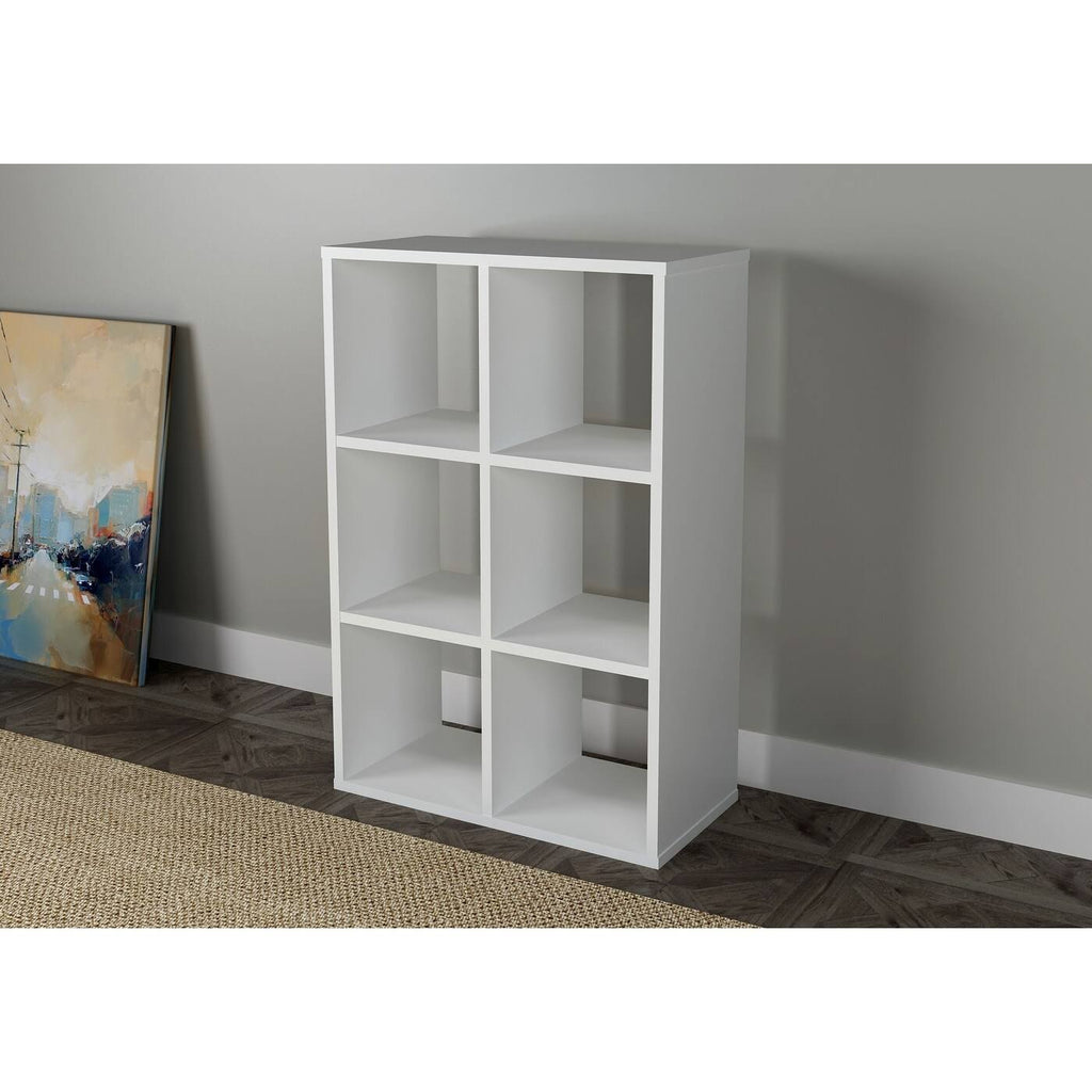 Walnut Cube Shape Bookcase 6 Open Storage L298246