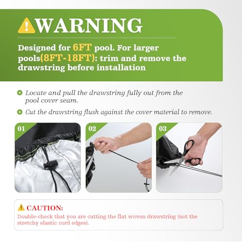 18FT Round Inflatable Pool Cover with Elastic Cord Black Z441962