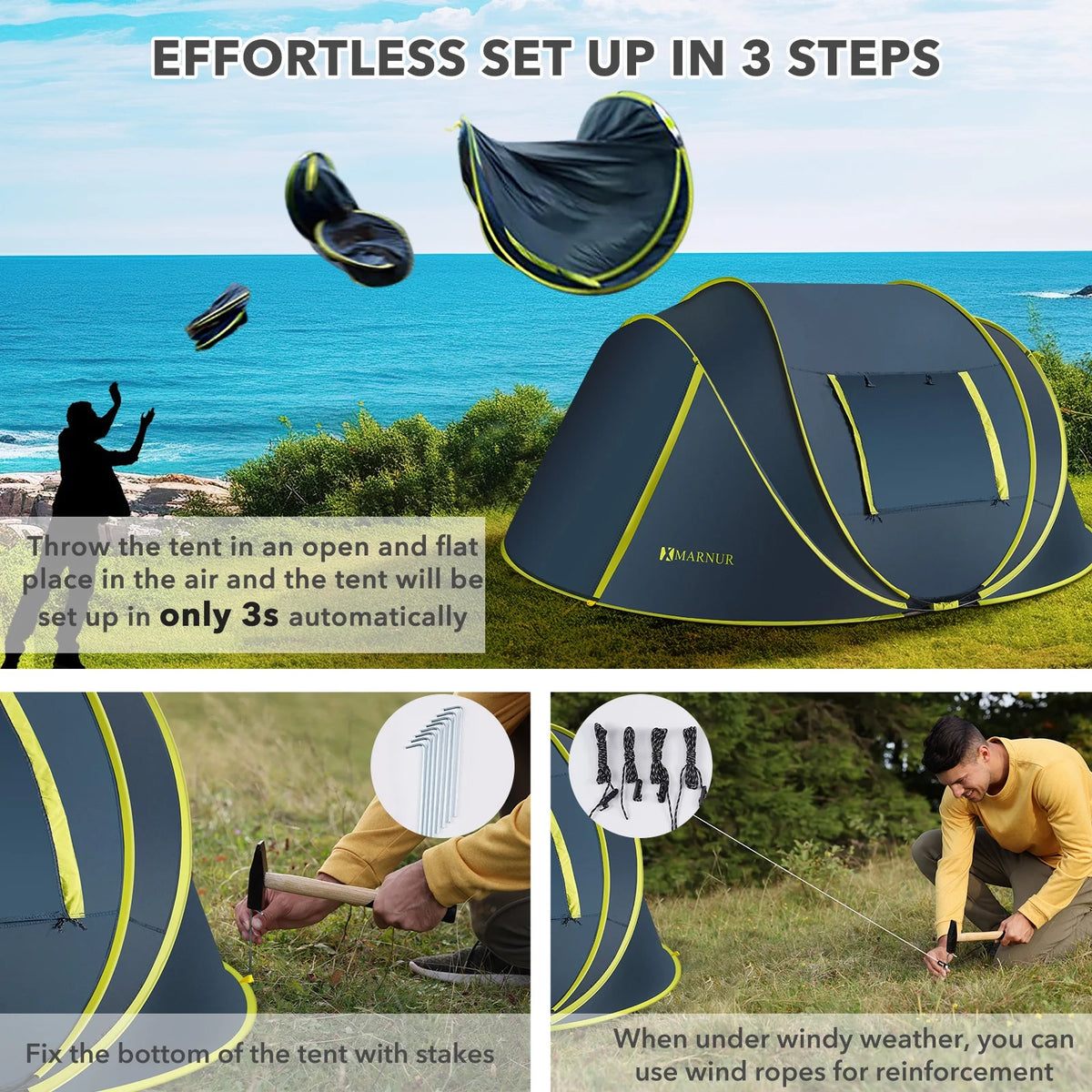 4-Person Waterproof Pop Up Camp Tent K13724