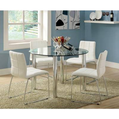 White Leatherette Side Chair Set of 2 E152