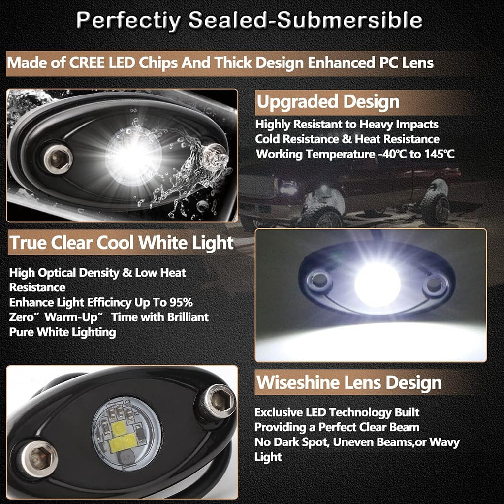 White LED Rock Lights 16PCS Waterproof U653921