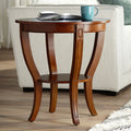 Vintage Cherry Wood Round Side Table with Lower Shelf N62122