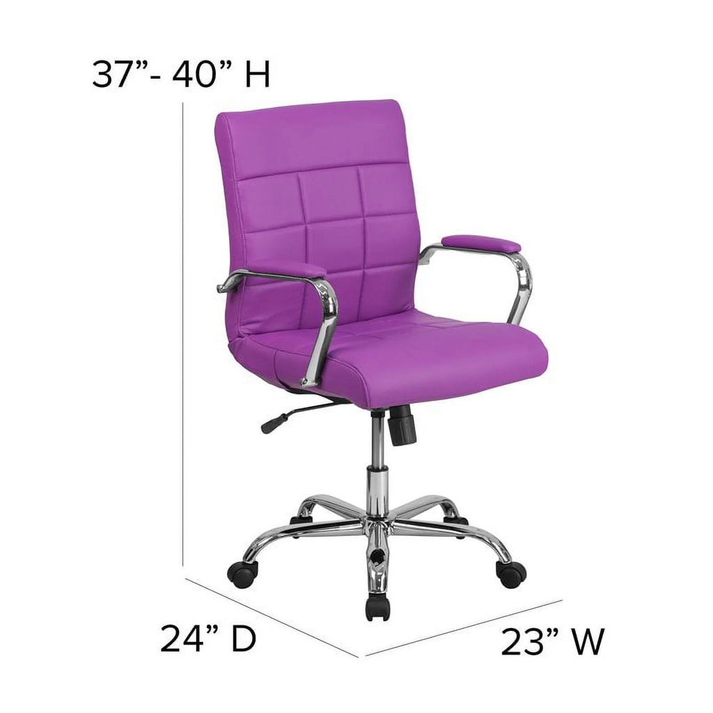 Purple Faux Leather Swivel Office Chair B384726