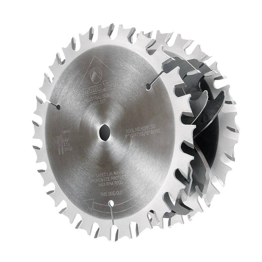 Carbide Tipped Dado 8x22 D x 24T ATB/FT -5 Deg, 5/8 Bore, Dado Set D5619