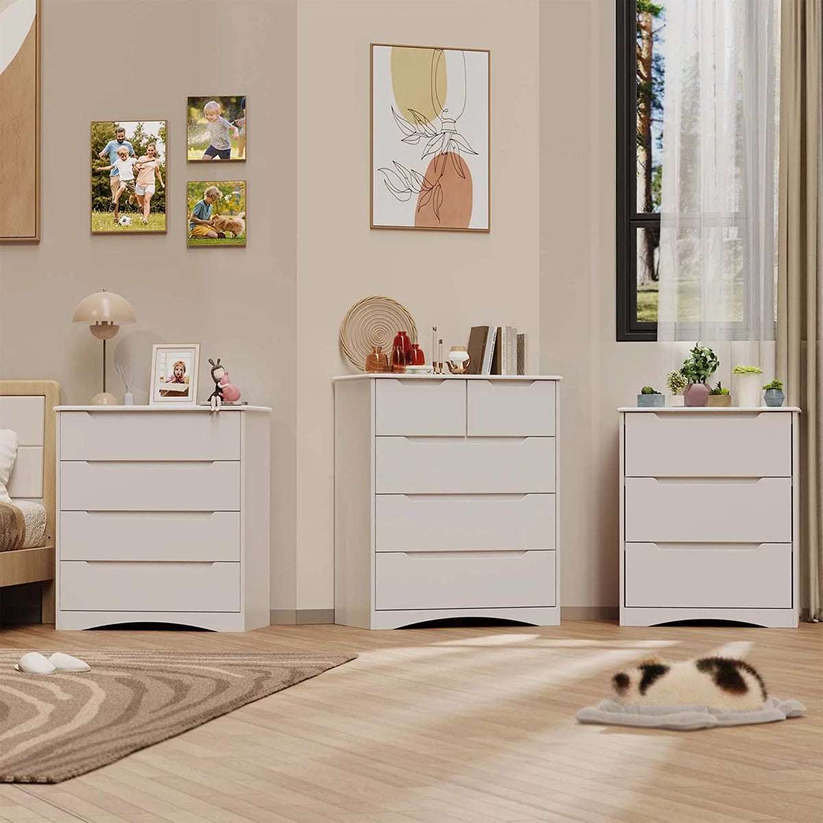 White 5 Drawer Wood Dresser Y32827
