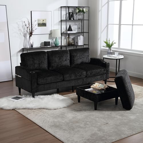 Beige Convertible L Shaped Sectional Sofa with Storage Ottoman F200