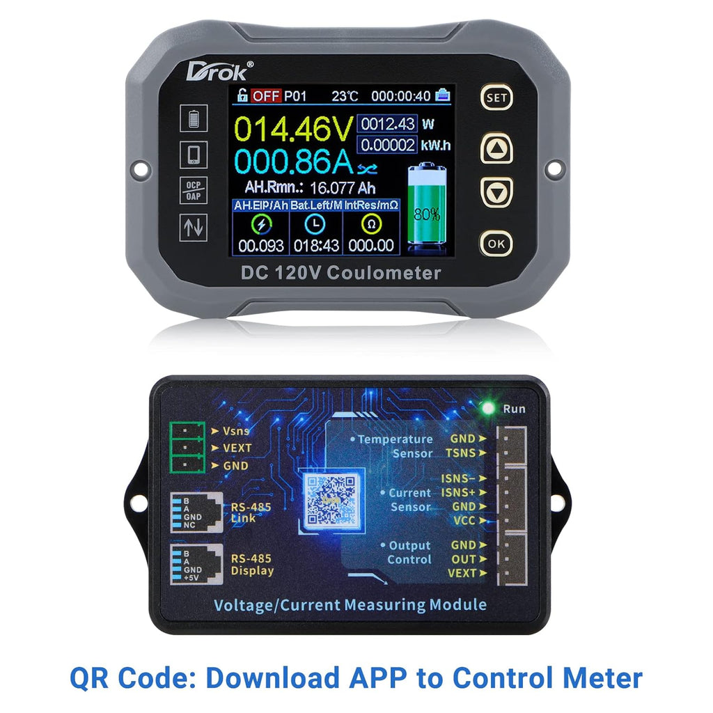 0-120V 100A DC Voltmeter Coulometer Battery Monitor, Pack of 2 H78373