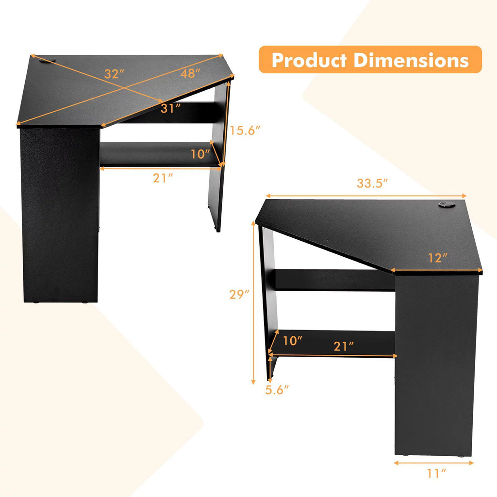 Black Corner Computer Desk L475