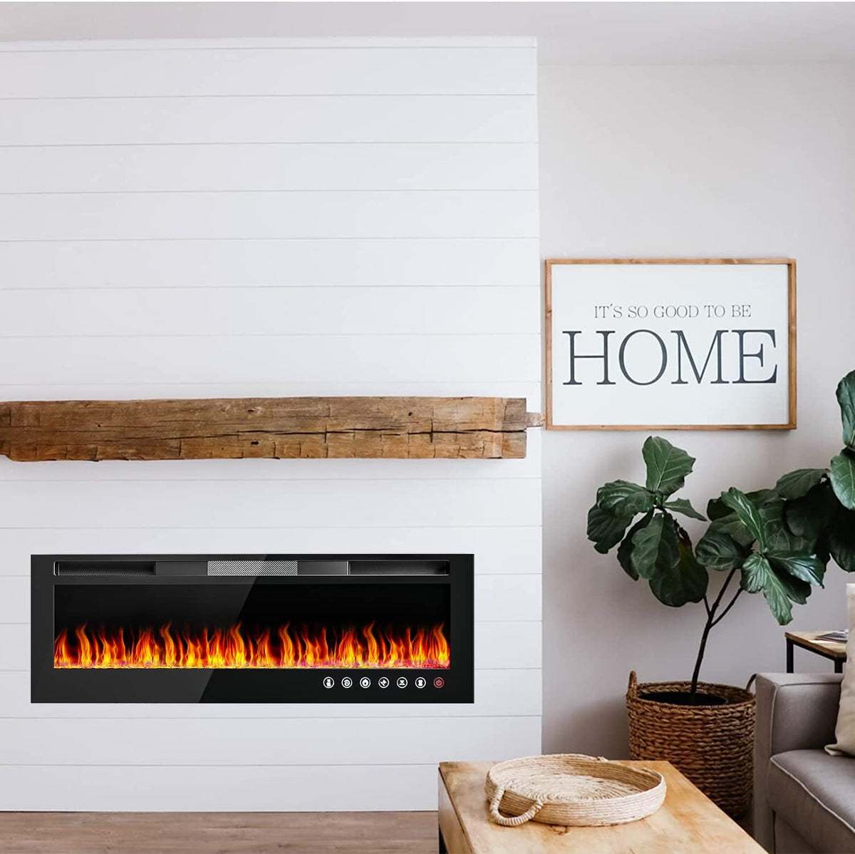 Electric Fireplace Heater with Remote Control, 750/1500W X7418