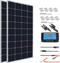 300 Watt 12V Monocrystalline Solar Panel Kit with Charge Controller and Mounting Brackets D957